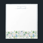 Bloc-note Watercolor Dusty Blue Floral Romantic Elegant<br><div class="desc">Watercolor Dusty Blue Floral Romantic Elegant Notepad This beautiful notepad features dusty blue flowers with greenery and you can personalize it with your name and job. It is perfect gift for new job, for a friend, anyone who likes femininity, elegance and has a desk job. Message me for any needed...</div>