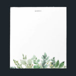 Bloc-note Watercolor Eucalyptus<br><div class="desc">Classic greenery custom notepad featuring watercolour illustrations of eucalyptus leaves. Personnalize by adding a name ou a short phrase. This greenery notepas veut empoisonner le personnage parfait.</div>