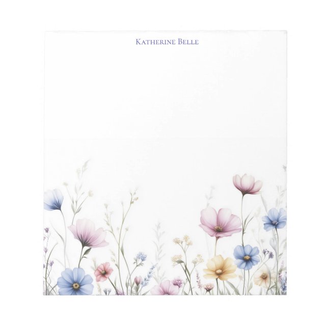 Bloc-note Watercolor Flowers Bottom Border Wildflowers (Devant)