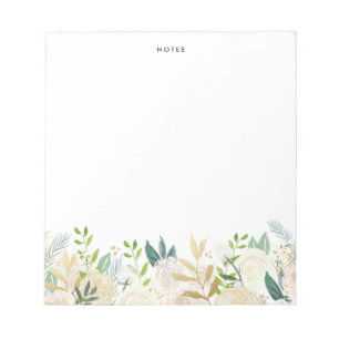 Bloc-note Watercolor Pale Peonies Gold Foil Custom Floral