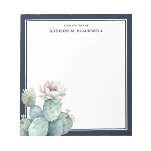 Bloc-note Watercolor Pink Cactus Flower From The Desk Of