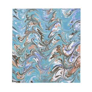 Bloc-note Waves In Blue Acrylic Pour Abstract Art