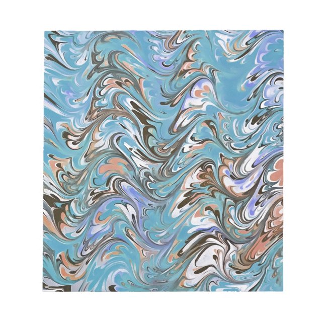 Bloc-note Waves In Blue Acrylic Pour Abstract Art (Devant)