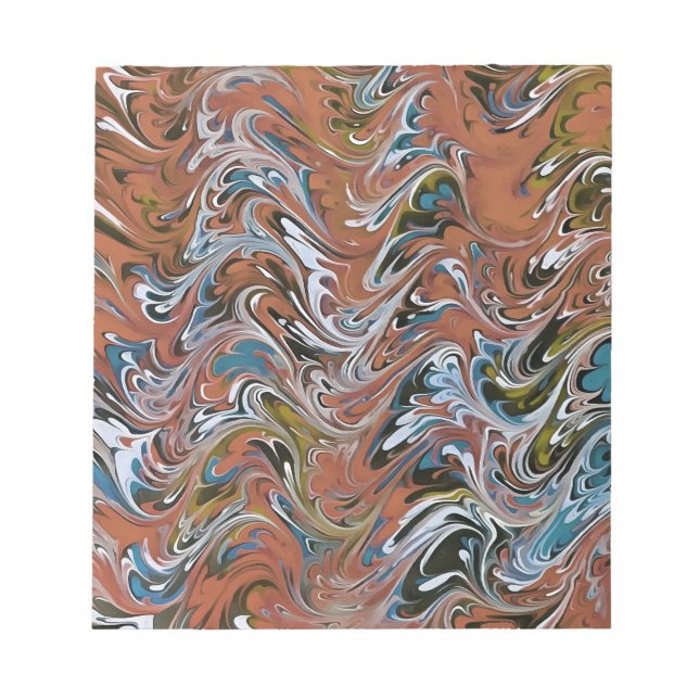 Bloc-note Waves In Red and Blue Acrylic Pour Abstract Art (Devant)