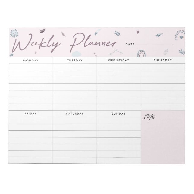 Bloc-note Weekly Planner Floral (Devant)