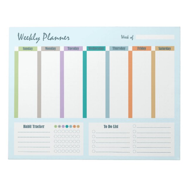 Bloc-note Weekly Planner Habit Tracker To Do List (Devant)