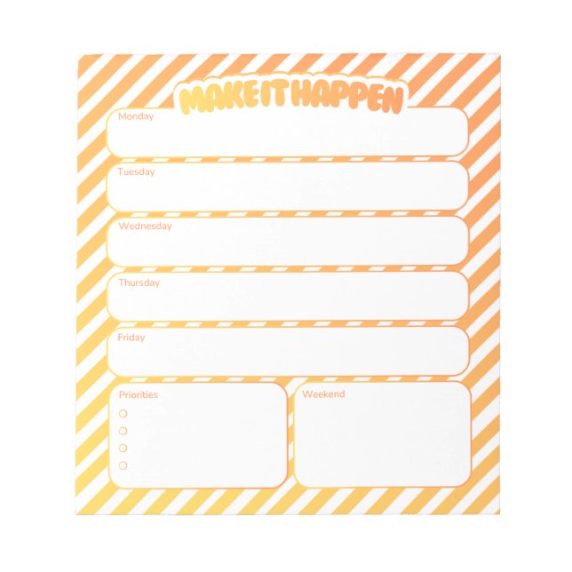 Bloc-note Weekly Planner Notepad - Yellow Striped (Devant)