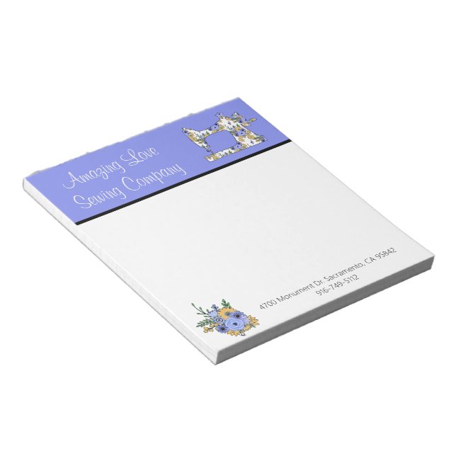 Bloc-note Whimsical Floral Sewing Machine 2 Note Pad (Incliné)
