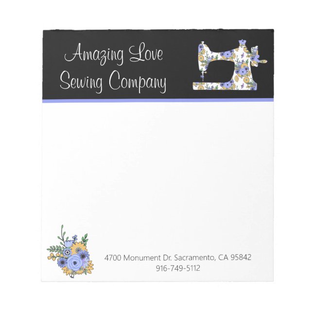 Bloc-note Whimsical Floral Sewing Machine Note Pad (Devant)