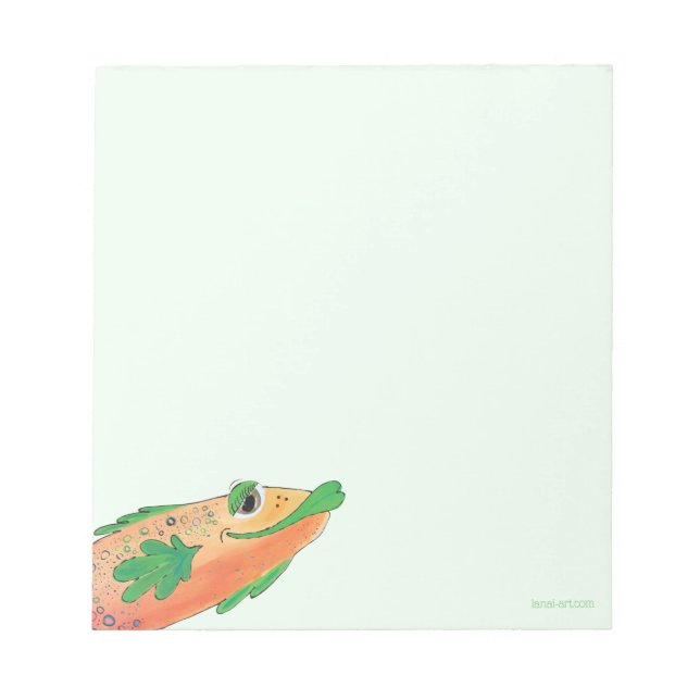 Bloc-note Whimsical Funky Poisson Peinture orange et vert (Devant)