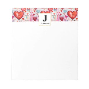 Bloc-note Whimsical Hearts and Love Lettres Motif Monogramme