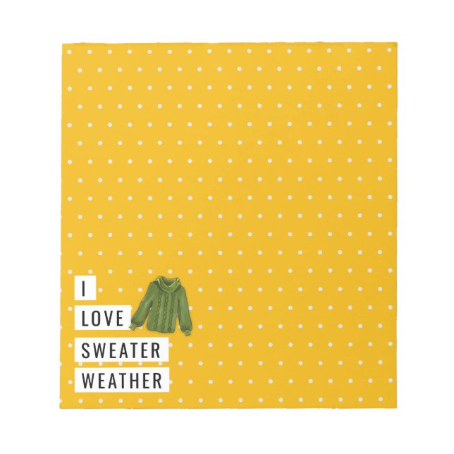 Bloc-note Whimsical I Love Sweater Météo Pois Or (Devant)