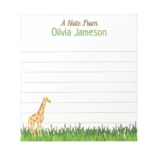 Bloc-note Whimsical Kid's Name GIRAFFE Lined