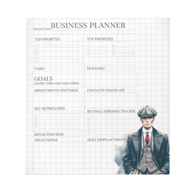 Bloc-note White and Black business planner  (Devant)