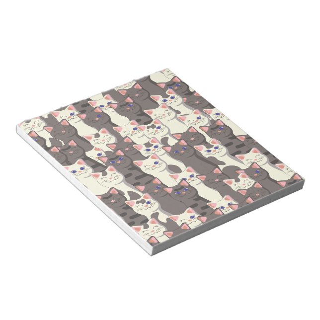 Bloc-note White and gray cats pattern (Incliné)
