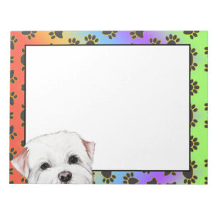 Bloc-note White Border Terrier coloré chien motif de patte d