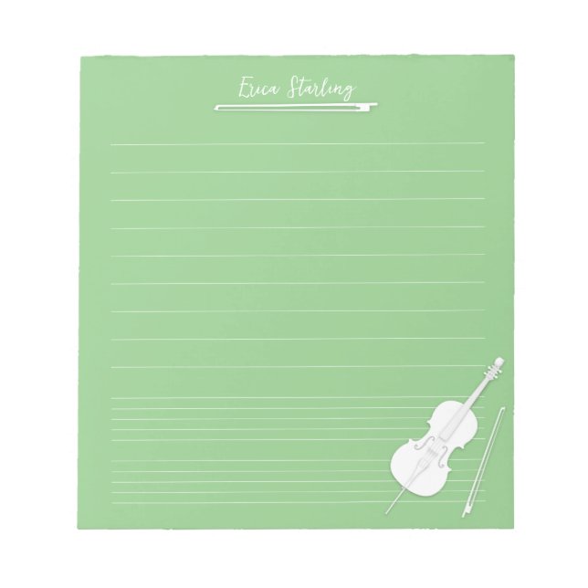 Bloc-note White Cello Musique personnalisée Petit pois vert (Devant)