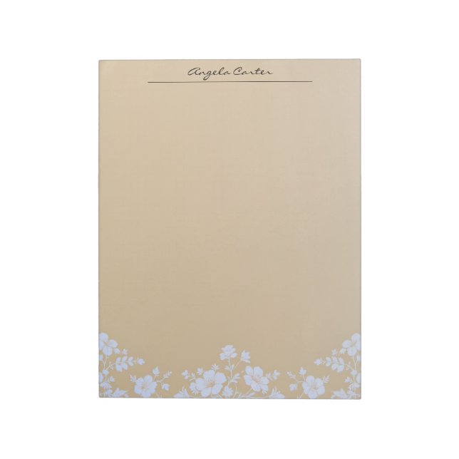 Bloc-note White Floral on Tan (Tourné)