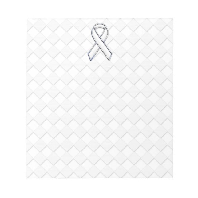 Bloc-note White Ribbon Awareness on Checkers Print (Devant)
