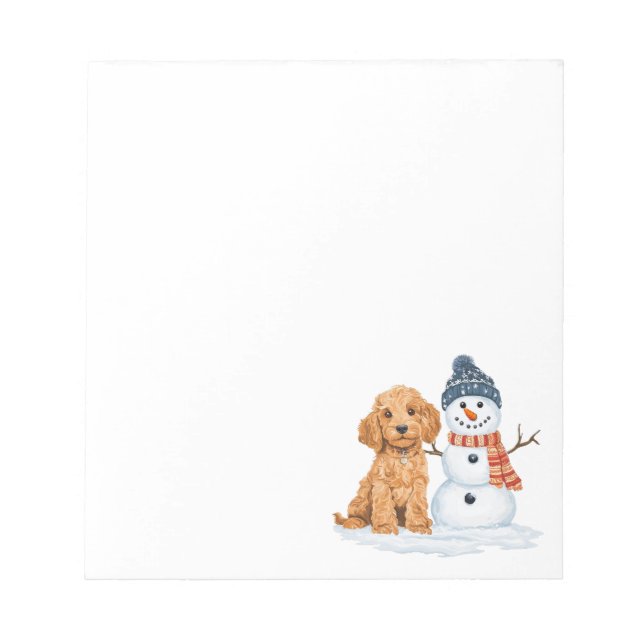 Bloc-note Winter Goldendoodle Dog Cute Snowman (Devant)