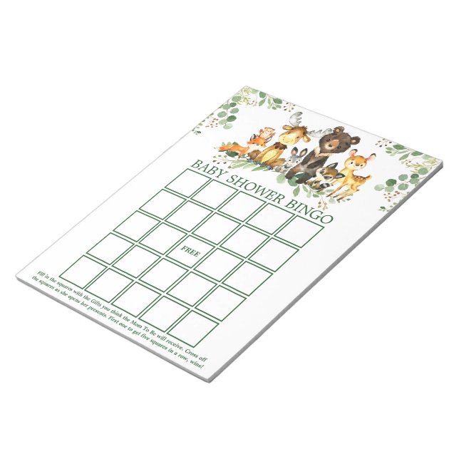 Bloc-note Woodland Animals Baby Shower Bingo Sheets (Incliné)