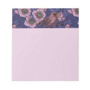Bloc-note Wren et hellebore, violet et rose