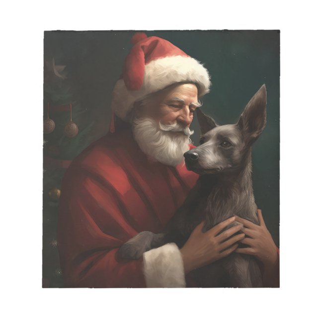 Bloc-note Xoloitzcuintli avec Noël Festif du Père Noël (Devant)