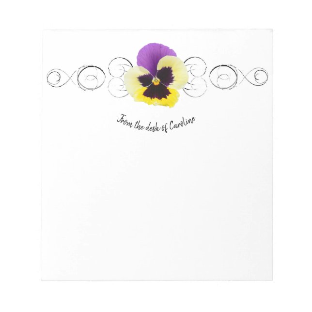 Bloc-note Yellow and Purple Pansy Personalized Notepad (Devant)