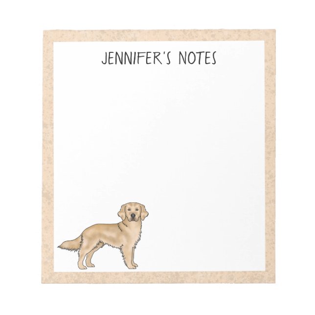 Bloc-note Yellow Golden Retriever mignon chien avec nom pers (Devant)