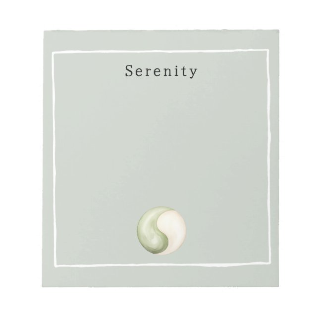 Bloc-note Yin Yang Méditation Personnalisée Vert Olive  (Devant)