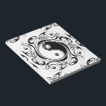 Bloc-note Yin & Yang Symbol Black and White Tattoo Style<br><div class="desc">Decorative Ying Yang Symbol Psychedelic Black and White Tattoo Style Art Design. Originally created with Hi Quality Vector Graphic Art Copyright BluedakArt TheChameleonArt.</div>