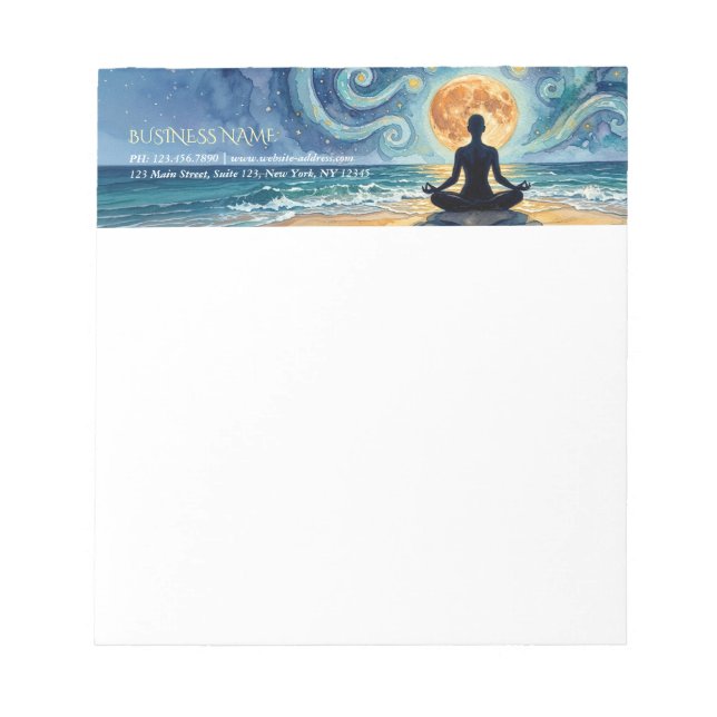 Bloc-note Yoga Méditation Ciel Nocturne Étoilé Lune Plage Oc (Devant)