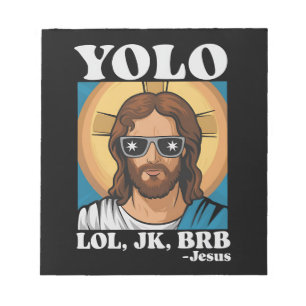 Bloc-note YOLO LOL JK BRB Jésus drôle de Pâques