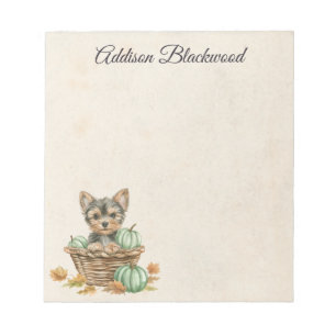 Bloc-note Yorkie chiot feuilles d'automne et citrouilles per