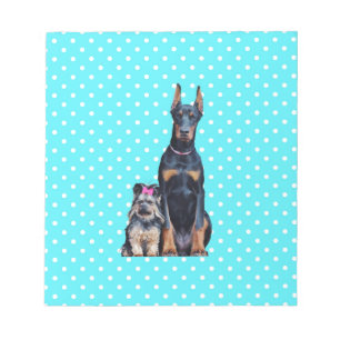 Bloc-note Yorkshire Terrier Doberman Pois bleus