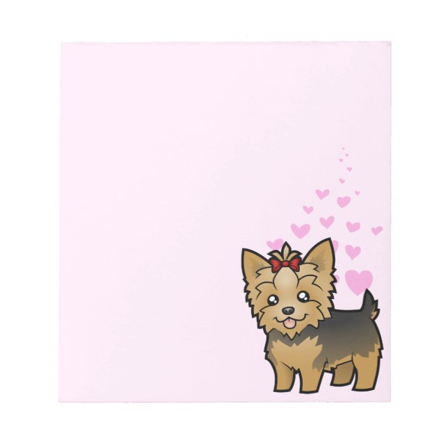 Bloc-note Yorkshire Terrier Love (cheveux courts avec arc) (Devant)