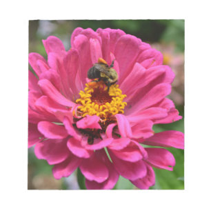 Bloc-note Zinnia rose et Bumble bee