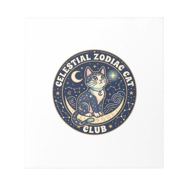 Bloc-note Zodiaque céleste Chat Chaton Mignon Design de T-Sh (Devant)