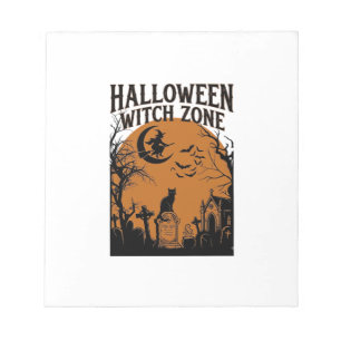 Bloc-note Zone de sorcière d'Halloween Cimetière de chat noi