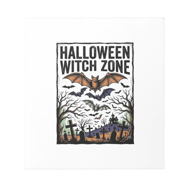 Bloc-note Zone de sorcière d'Halloween Dessin de chauves-sou (Devant)