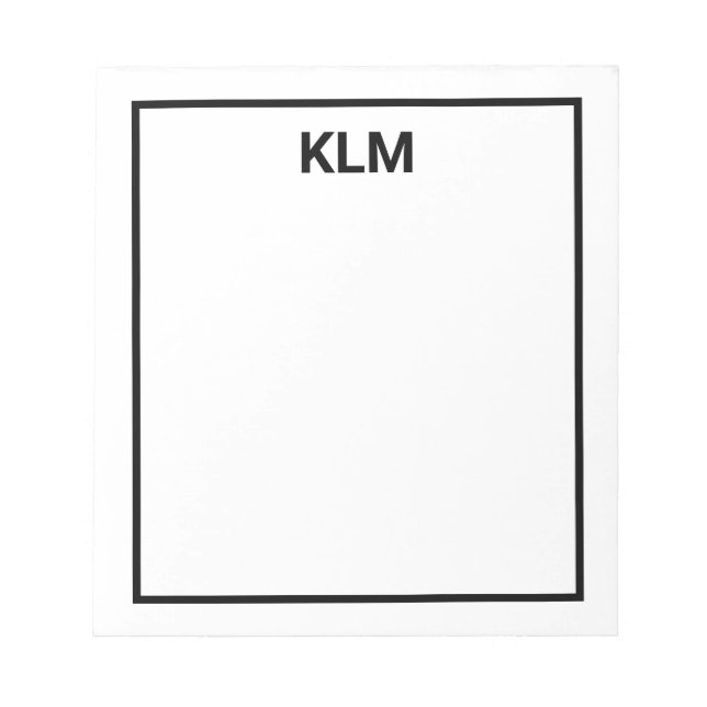 Bloc-notes 3 lettres monogramme personnalisé (Devant)