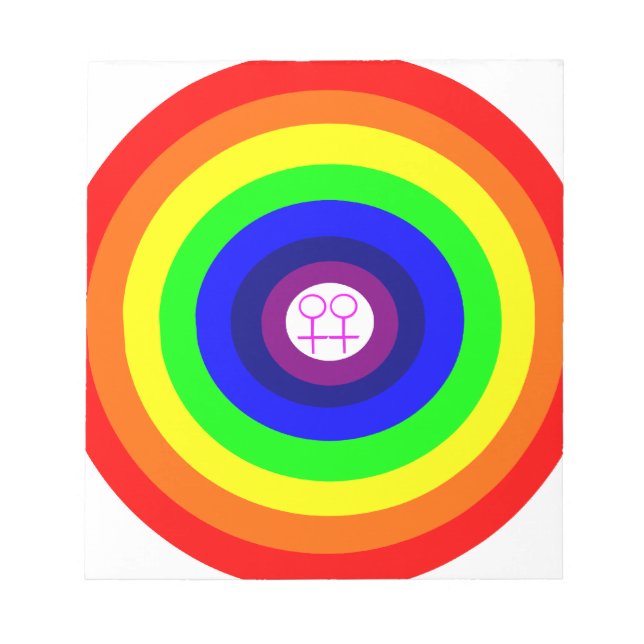 Bloc-notes à arc-en-ciel rond lesbienne (Devant)