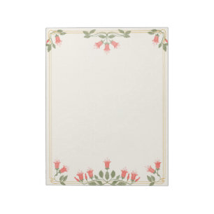 Bloc-notes à bordure florale fuchsia Art nouveau