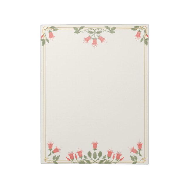 Bloc-notes à bordure florale fuchsia Art nouveau (Tourné)
