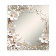 Bloc-notes à cadre floral blanc orné