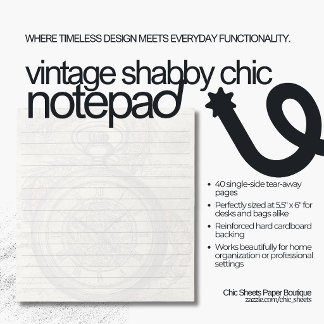 Bloc-notes à design vintage shabby chic