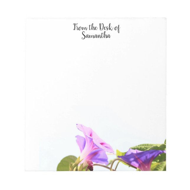 bloc-notes à en-tête fixe de fleurs de Morning Glo (Devant)