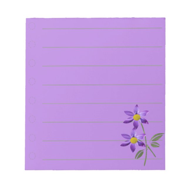 Bloc-notes à fleurs violettes : (Devant)