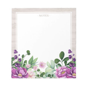 Bloc-notes à l'illustration florale violette fanta
