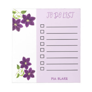 Bloc-notes à liste de tâches lignée Fleurs Violett